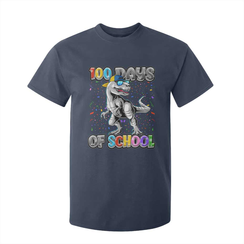 100 Days Of School T Shirt For Kid Funny Cool Dinosaur Trex 100 Days Smarter TS10 Navy Print Your Wear