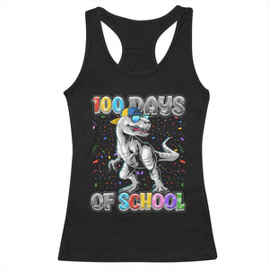 100 Days Of School Racerback Tank Top Funny Cool Dinosaur Trex 100 Days Smarter TS10 Black Print Your Wear