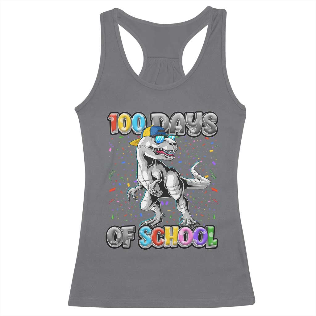 100 Days Of School Racerback Tank Top Funny Cool Dinosaur Trex 100 Days Smarter TS10 Charcoal Print Your Wear