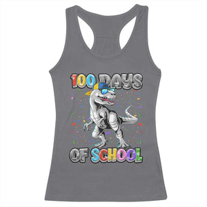 100 Days Of School Racerback Tank Top Funny Cool Dinosaur Trex 100 Days Smarter TS10 Charcoal Print Your Wear