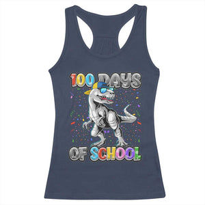 100 Days Of School Racerback Tank Top Funny Cool Dinosaur Trex 100 Days Smarter TS10 Navy Print Your Wear