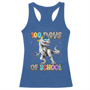 100 Days Of School Racerback Tank Top Funny Cool Dinosaur Trex 100 Days Smarter TS10 Royal Blue Print Your Wear