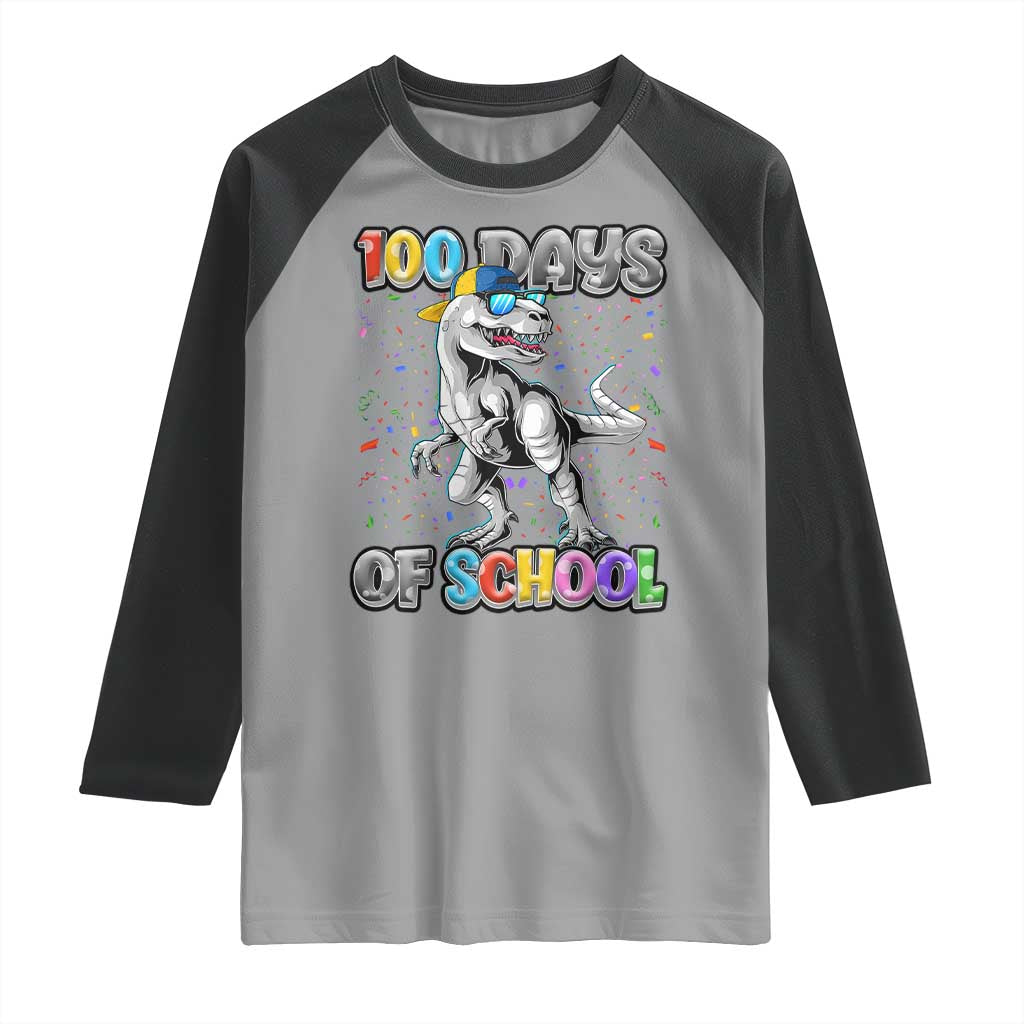 100 Days Of School Raglan Shirt Funny Cool Dinosaur Trex 100 Days Smarter TS10 Sport Gray Black Print Your Wear