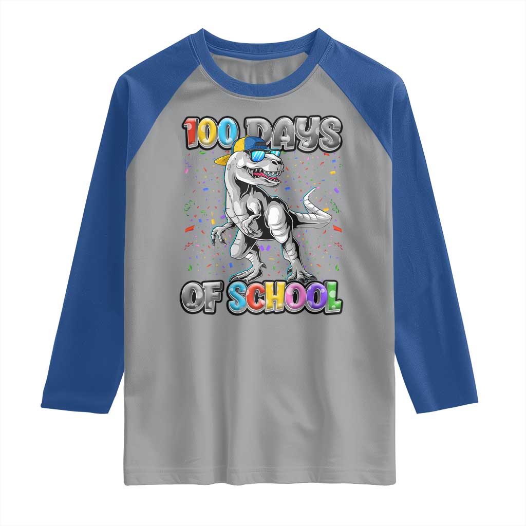 100 Days Of School Raglan Shirt Funny Cool Dinosaur Trex 100 Days Smarter TS10 Sport Gray Royal Print Your Wear
