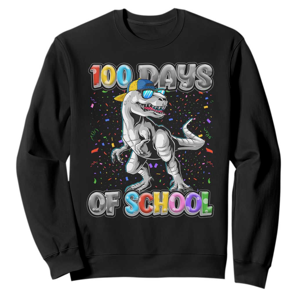 100 Days Of School Sweatshirt Funny Cool Dinosaur Trex 100 Days Smarter TS10 Black Print Your Wear