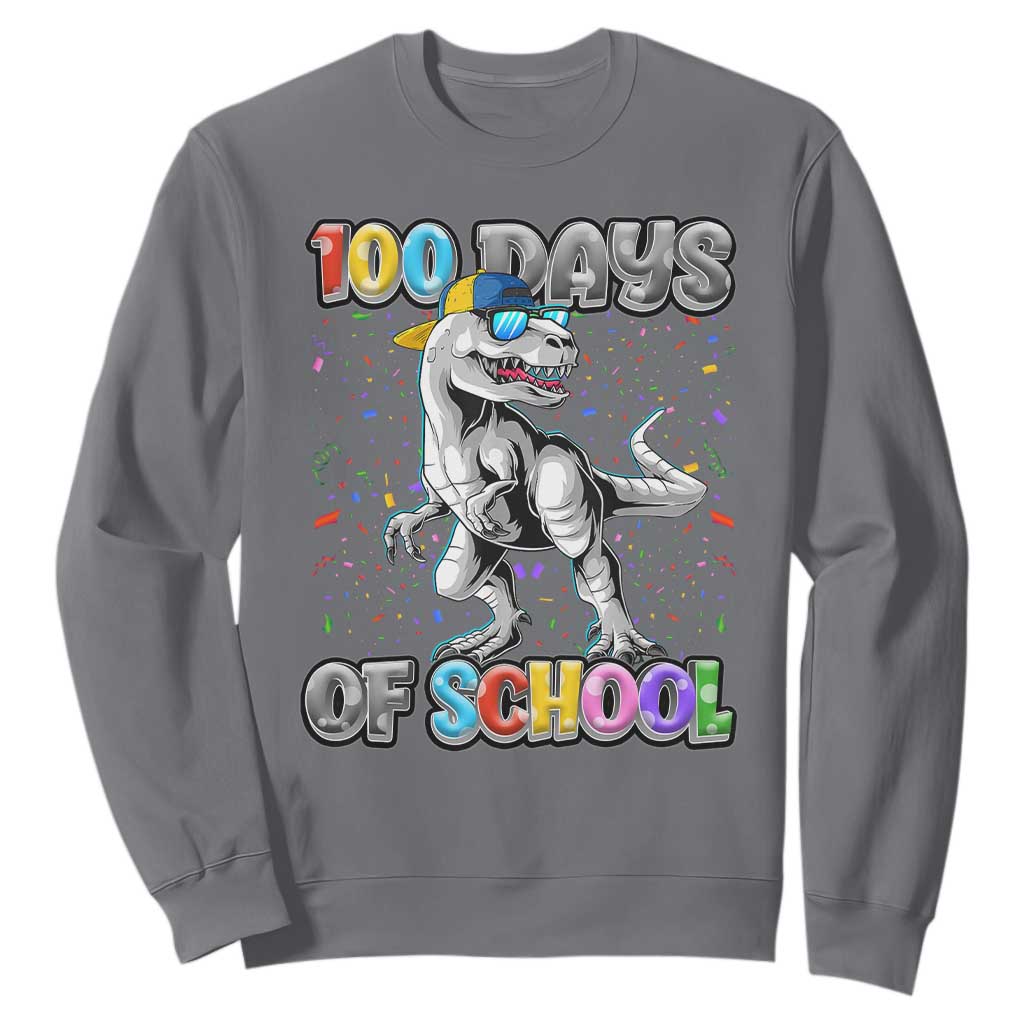 100 Days Of School Sweatshirt Funny Cool Dinosaur Trex 100 Days Smarter TS10 Charcoal Print Your Wear