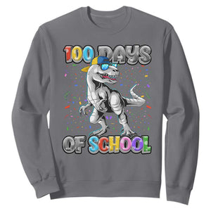 100 Days Of School Sweatshirt Funny Cool Dinosaur Trex 100 Days Smarter TS10 Charcoal Print Your Wear