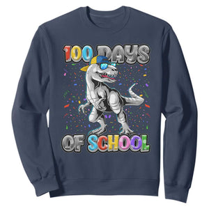 100 Days Of School Sweatshirt Funny Cool Dinosaur Trex 100 Days Smarter TS10 Navy Print Your Wear