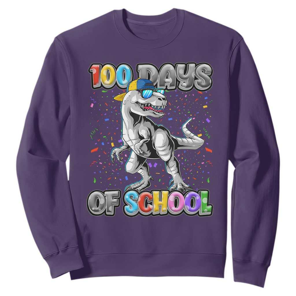 100 Days Of School Sweatshirt Funny Cool Dinosaur Trex 100 Days Smarter TS10 Purple Print Your Wear