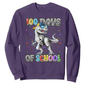 100 Days Of School Sweatshirt Funny Cool Dinosaur Trex 100 Days Smarter TS10 Purple Print Your Wear