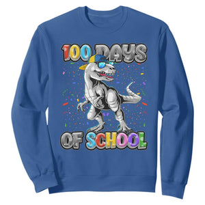 100 Days Of School Sweatshirt Funny Cool Dinosaur Trex 100 Days Smarter TS10 Royal Blue Print Your Wear