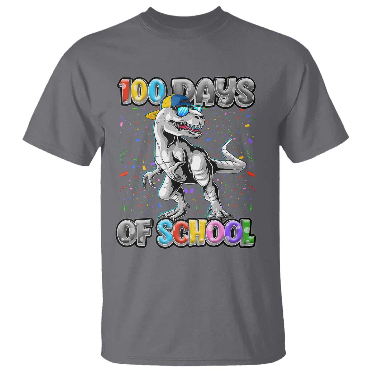 100 Days Of School T Shirt Funny Cool Dinosaur Trex 100 Days Smarter TS10 Charcoal Print Your Wear