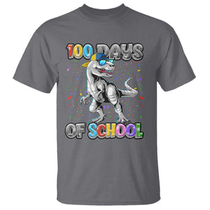 100 Days Of School T Shirt Funny Cool Dinosaur Trex 100 Days Smarter TS10 Charcoal Print Your Wear