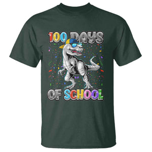 100 Days Of School T Shirt Funny Cool Dinosaur Trex 100 Days Smarter TS10 Dark Forest Green Print Your Wear