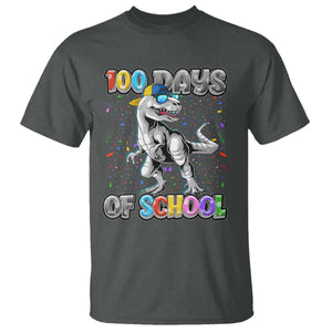 100 Days Of School T Shirt Funny Cool Dinosaur Trex 100 Days Smarter TS10 Dark Heather Print Your Wear