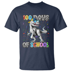 100 Days Of School T Shirt Funny Cool Dinosaur Trex 100 Days Smarter TS10 Navy Print Your Wear