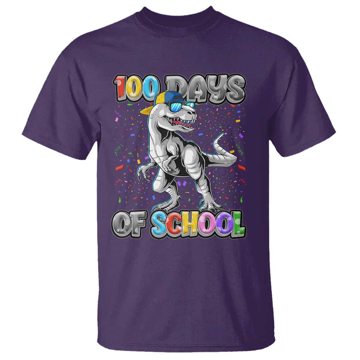 100 Days Of School T Shirt Funny Cool Dinosaur Trex 100 Days Smarter TS10 Purple Print Your Wear