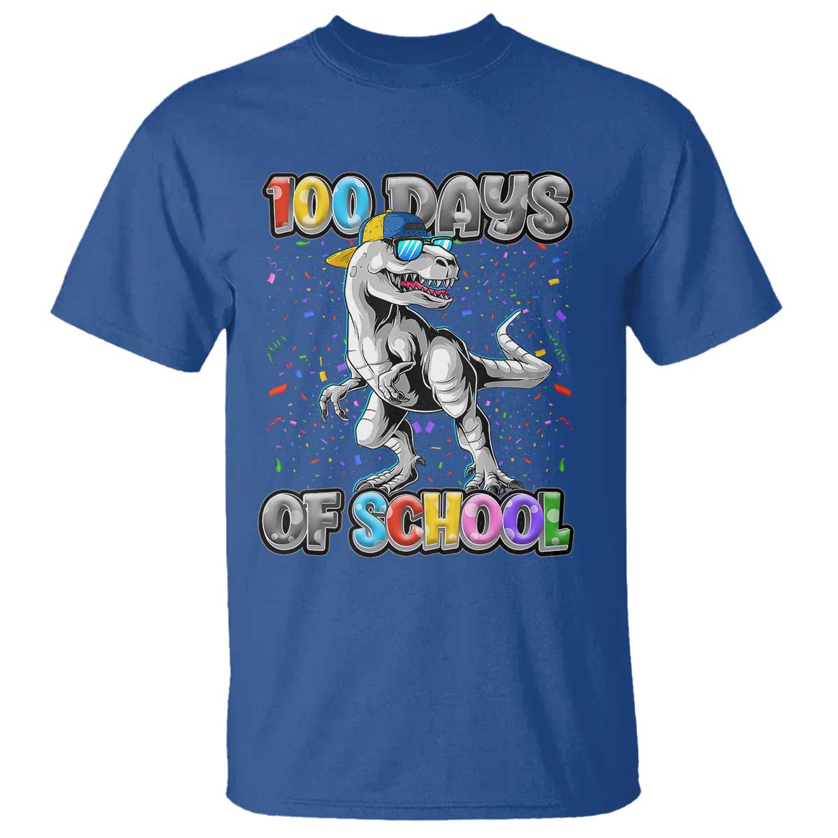 100 Days Of School T Shirt Funny Cool Dinosaur Trex 100 Days Smarter TS10 Royal Blue Print Your Wear