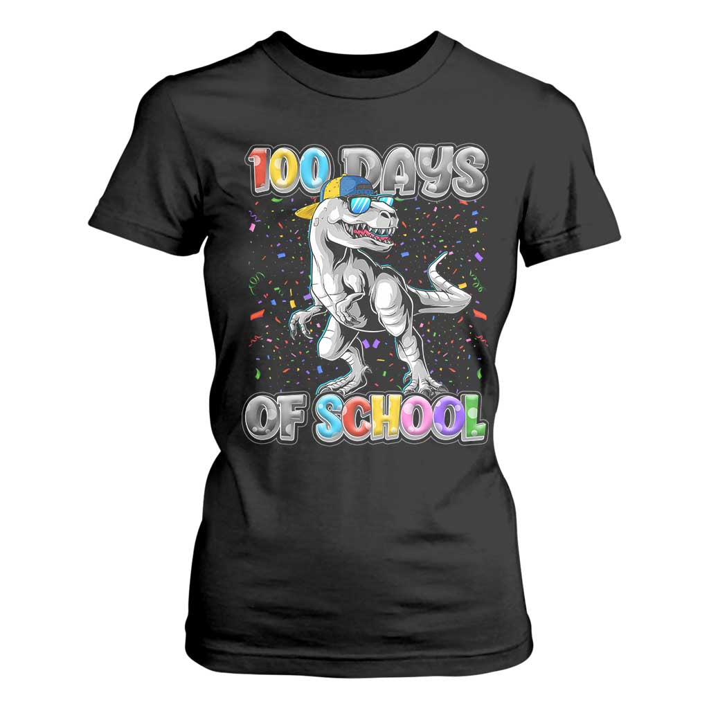 100 Days Of School T Shirt For Women Funny Cool Dinosaur Trex 100 Days Smarter TS10 Black Print Your Wear