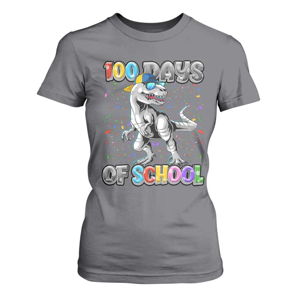 100 Days Of School T Shirt For Women Funny Cool Dinosaur Trex 100 Days Smarter TS10 Charcoal Print Your Wear