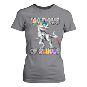 100 Days Of School T Shirt For Women Funny Cool Dinosaur Trex 100 Days Smarter TS10 Charcoal Print Your Wear