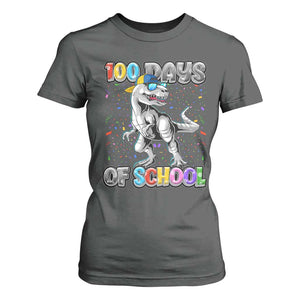100 Days Of School T Shirt For Women Funny Cool Dinosaur Trex 100 Days Smarter TS10 Dark Heather Print Your Wear