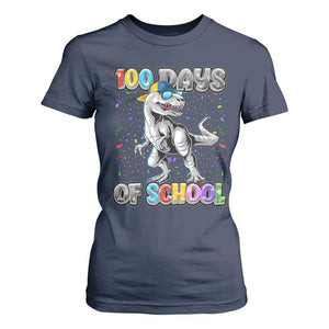 100 Days Of School T Shirt For Women Funny Cool Dinosaur Trex 100 Days Smarter TS10 Navy Print Your Wear