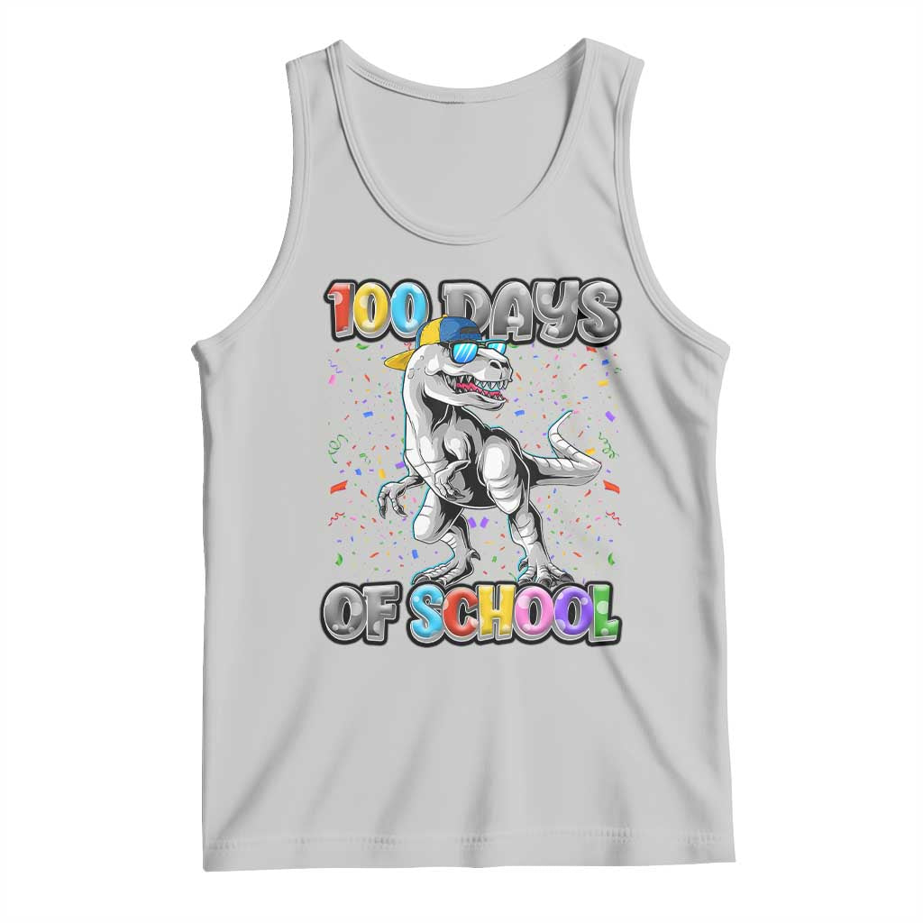 100 Days Of School Tank Top Funny Cool Dinosaur Trex 100 Days Smarter TS10 Ash Print Your Wear