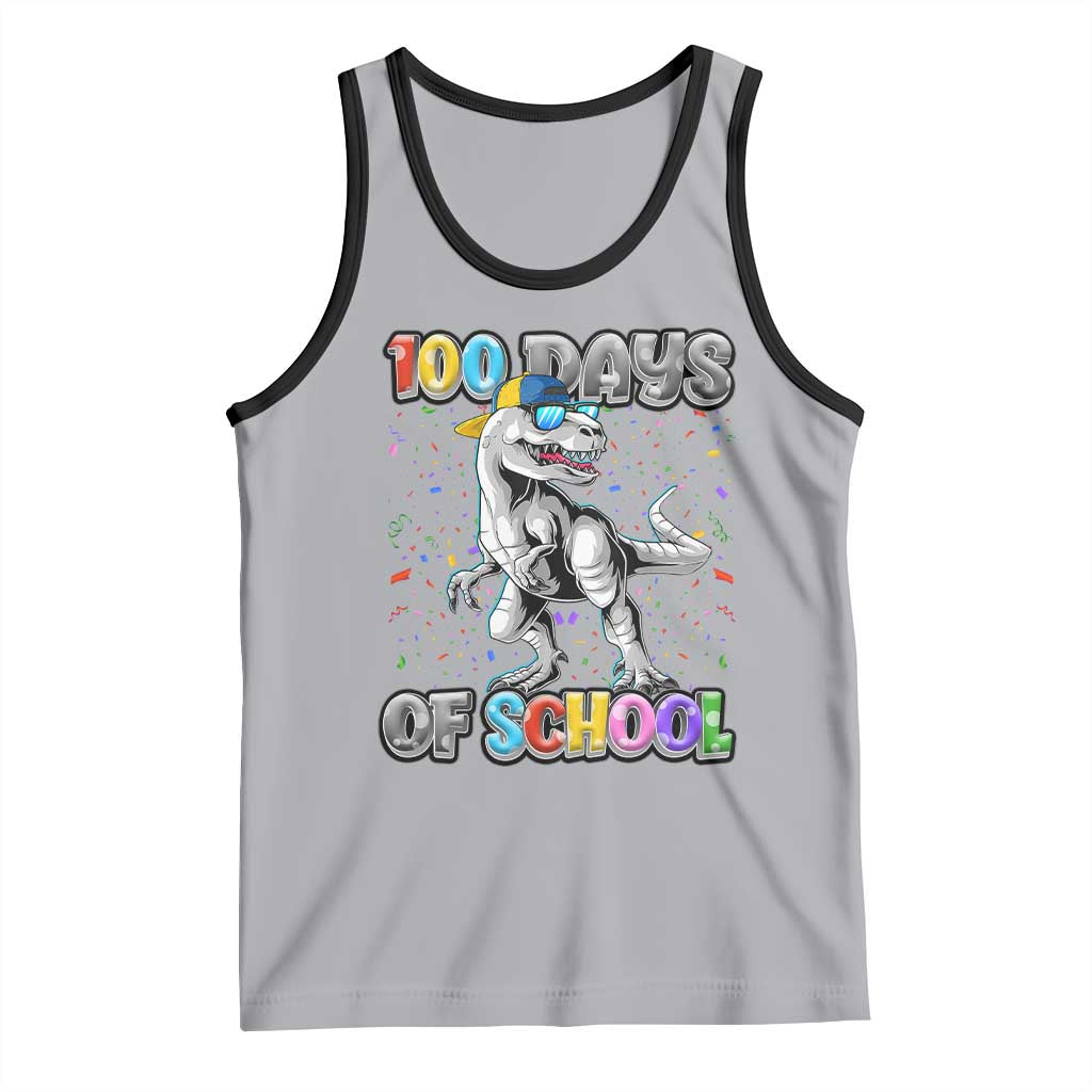 100 Days Of School Tank Top Funny Cool Dinosaur Trex 100 Days Smarter TS10 Athletic Heather Black Print Your Wear