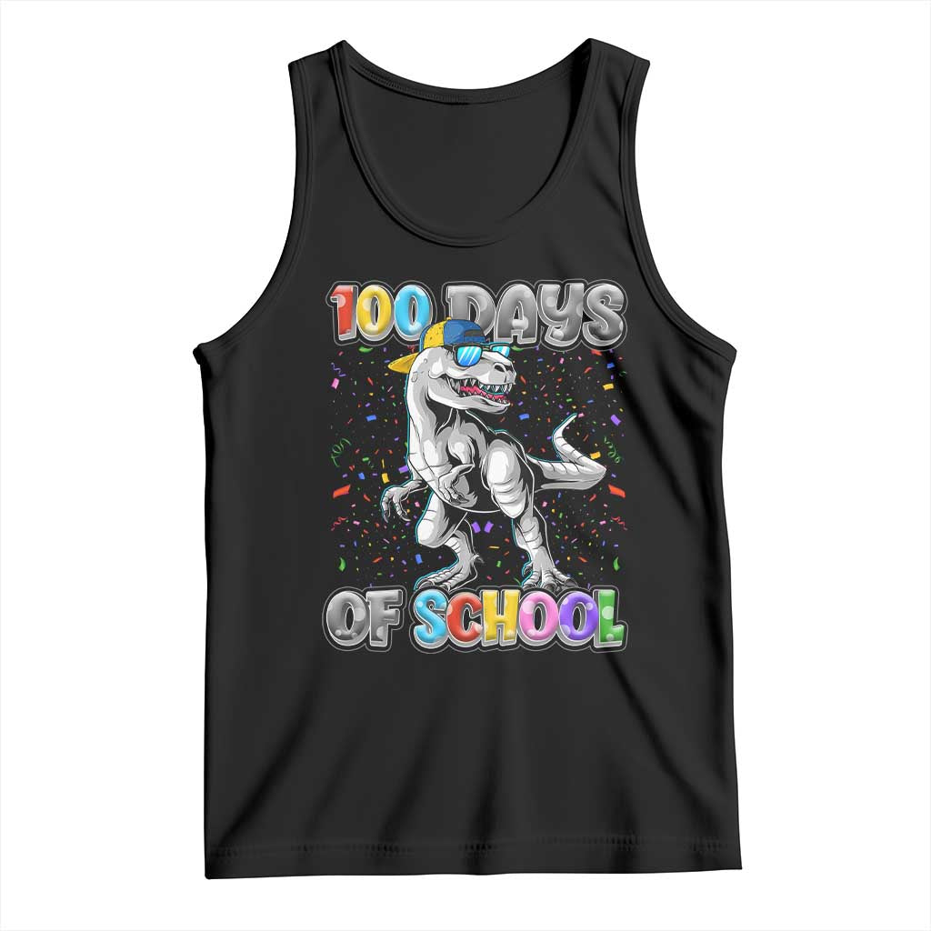 100 Days Of School Tank Top Funny Cool Dinosaur Trex 100 Days Smarter TS10 Black Print Your Wear