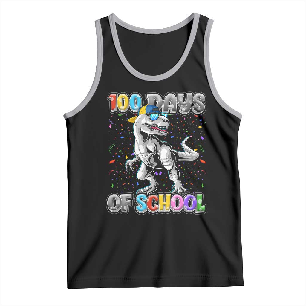 100 Days Of School Tank Top Funny Cool Dinosaur Trex 100 Days Smarter TS10 Black Athletic Heather Print Your Wear