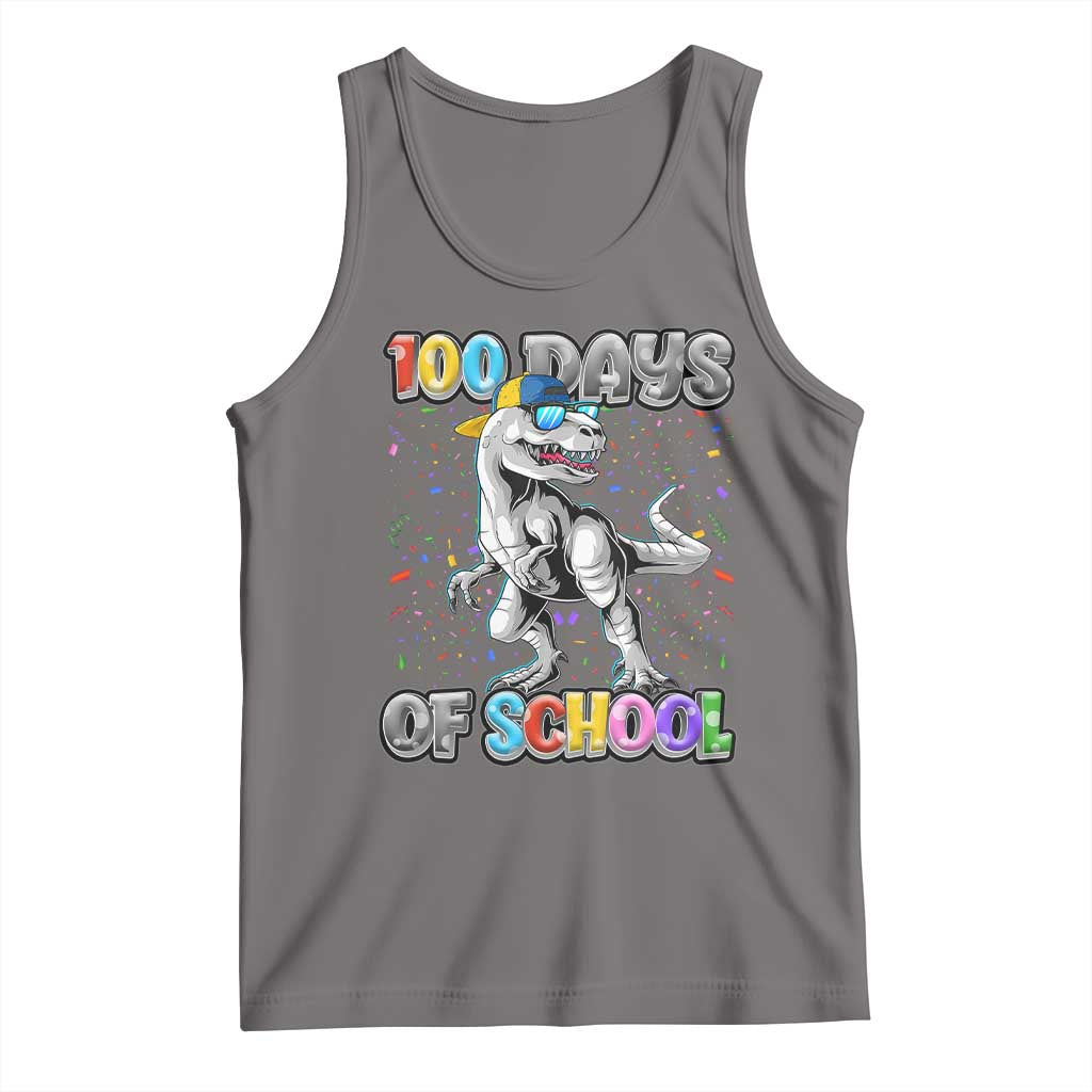 100 Days Of School Tank Top Funny Cool Dinosaur Trex 100 Days Smarter TS10 Deep Heather Print Your Wear