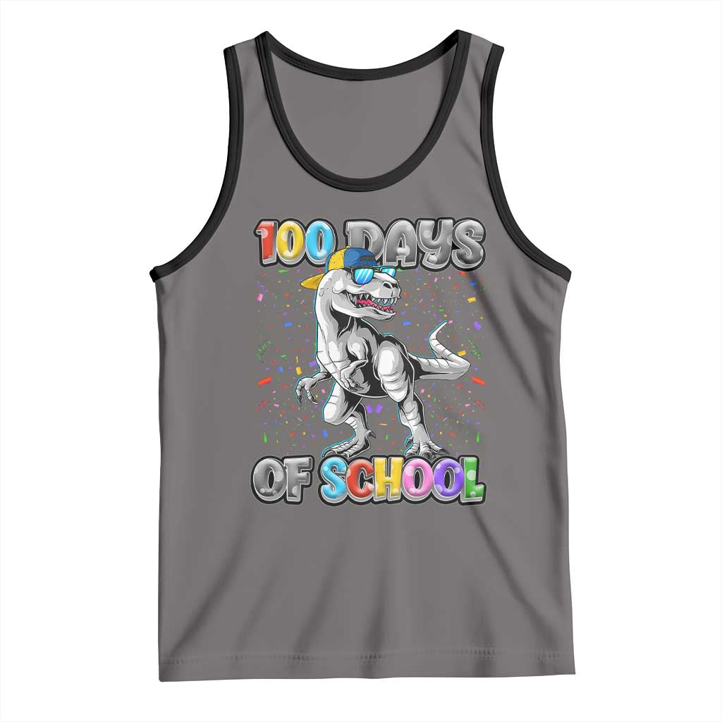 100 Days Of School Tank Top Funny Cool Dinosaur Trex 100 Days Smarter TS10 Deep Heather Black Print Your Wear