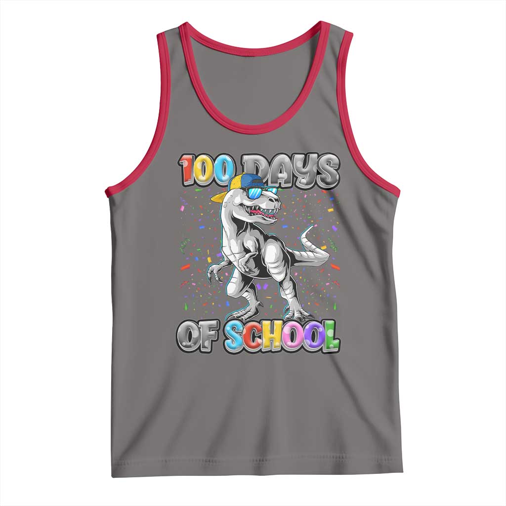 100 Days Of School Tank Top Funny Cool Dinosaur Trex 100 Days Smarter TS10 Deep Heather Red Print Your Wear