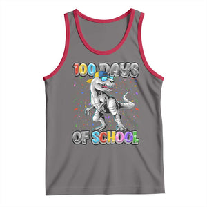 100 Days Of School Tank Top Funny Cool Dinosaur Trex 100 Days Smarter TS10 Deep Heather Red Print Your Wear