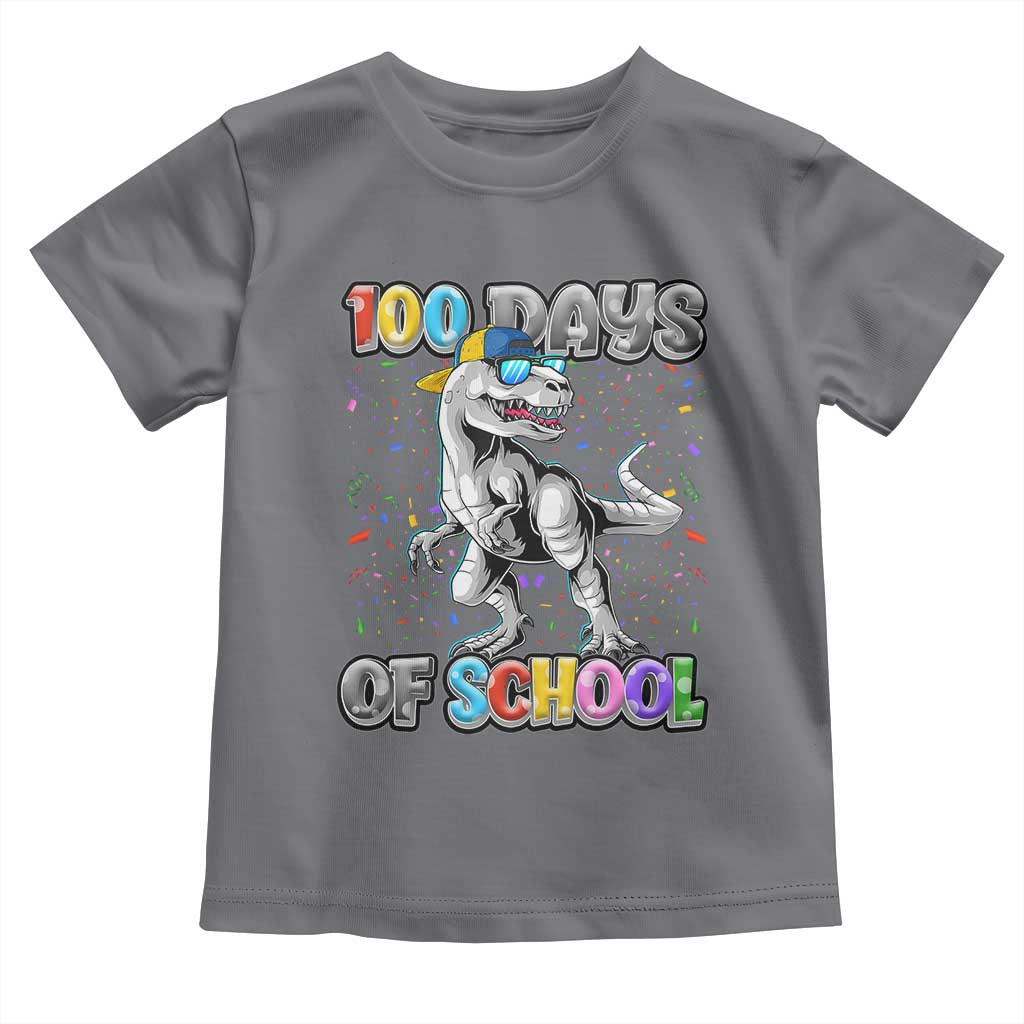 100 Days Of School Toddler T Shirt Funny Cool Dinosaur Trex 100 Days Smarter TS10 Charcoal Print Your Wear