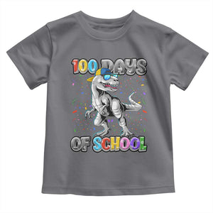 100 Days Of School Toddler T Shirt Funny Cool Dinosaur Trex 100 Days Smarter TS10 Charcoal Print Your Wear