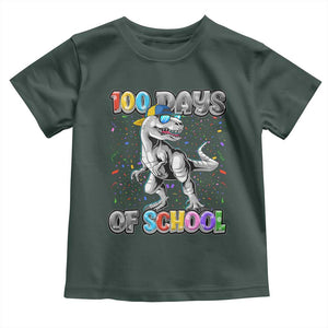 100 Days Of School Toddler T Shirt Funny Cool Dinosaur Trex 100 Days Smarter TS10 Dark Forest Green Print Your Wear