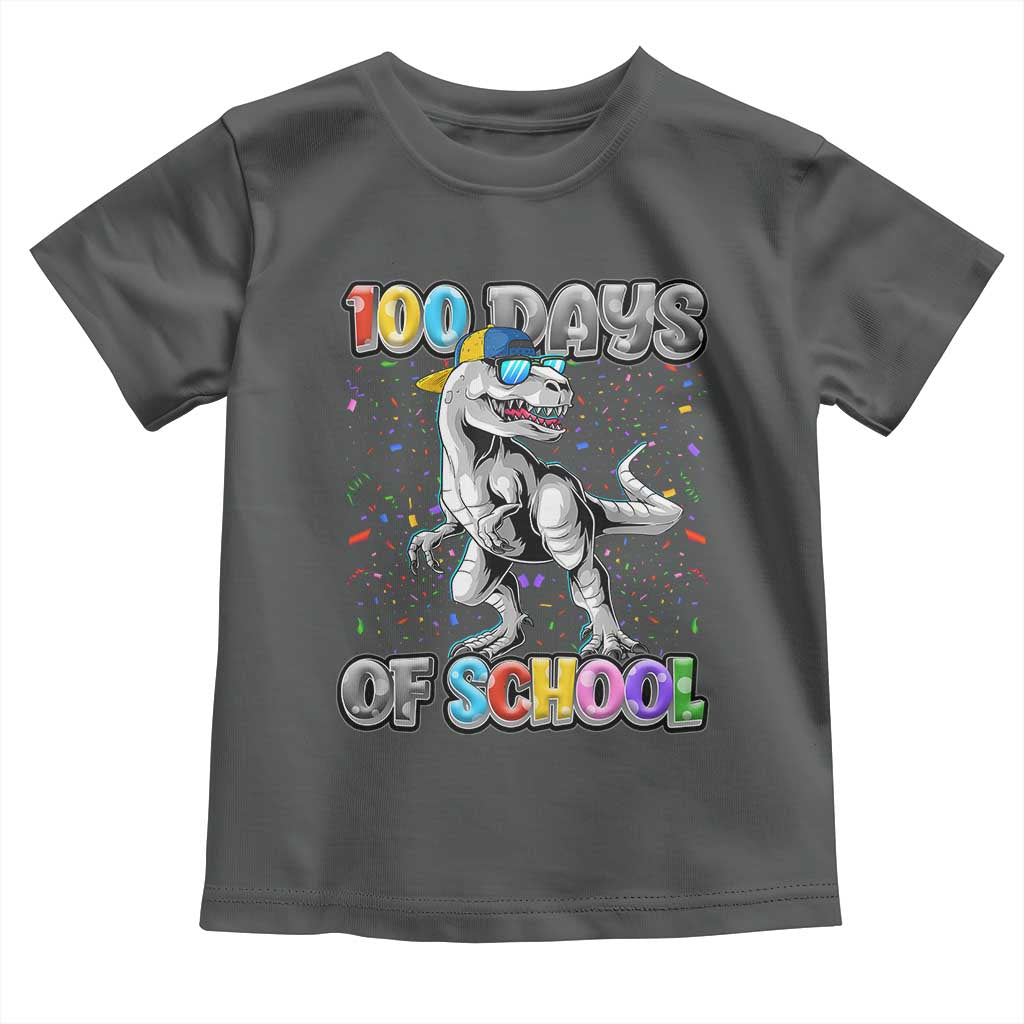 100 Days Of School Toddler T Shirt Funny Cool Dinosaur Trex 100 Days Smarter TS10 Dark Heather Print Your Wear