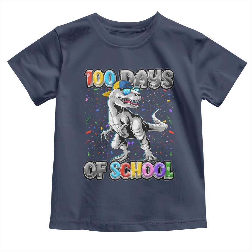 100 Days Of School Toddler T Shirt Funny Cool Dinosaur Trex 100 Days Smarter TS10 Navy Print Your Wear