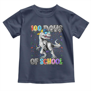 100 Days Of School Toddler T Shirt Funny Cool Dinosaur Trex 100 Days Smarter TS10 Navy Print Your Wear