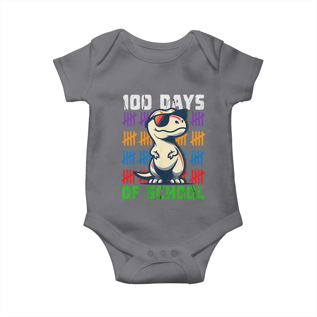 100 Days of School 100th Day Dino Baby Onesie TS10 Charcoal Print Your Wear