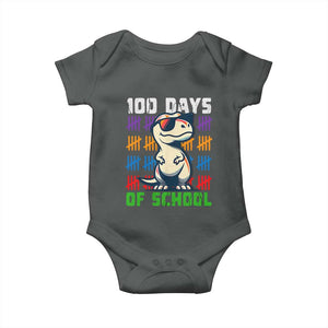 100 Days of School 100th Day Dino Baby Onesie TS10 Dark Heather Print Your Wear