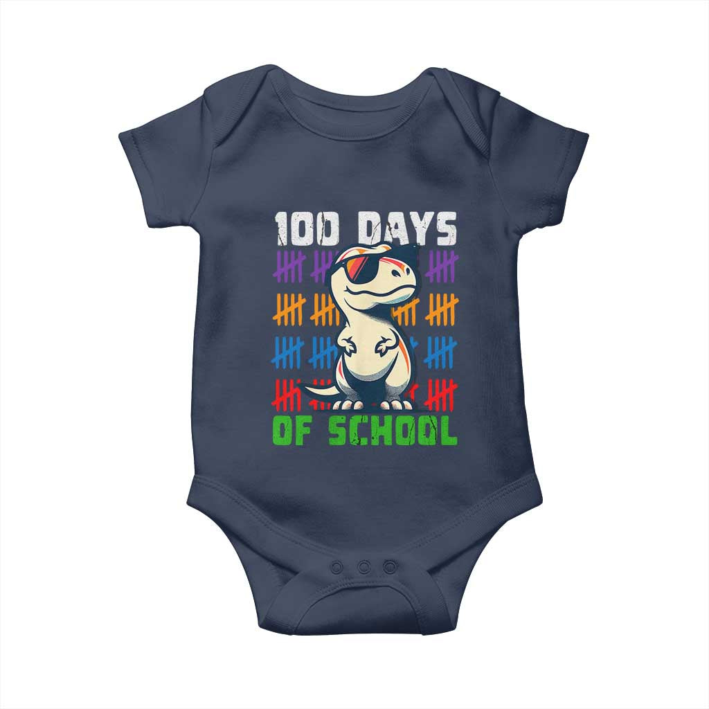 100 Days of School 100th Day Dino Baby Onesie TS10 Navy Print Your Wear