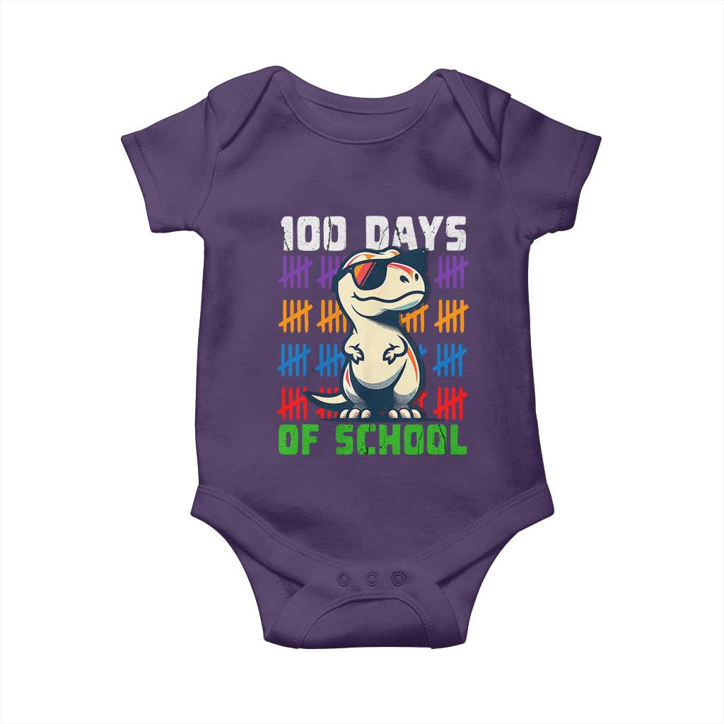 100 Days of School 100th Day Dino Baby Onesie TS10 Purple Print Your Wear