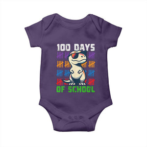 100 Days of School 100th Day Dino Baby Onesie TS10 Purple Print Your Wear