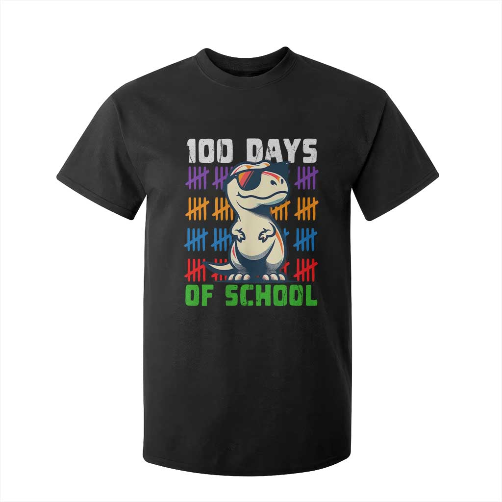 100 Days of School 100th Day Dino T Shirt For Kid TS10 Black Print Your Wear