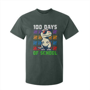 100 Days of School 100th Day Dino T Shirt For Kid TS10 Dark Forest Green Print Your Wear