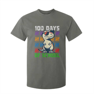 100 Days of School 100th Day Dino T Shirt For Kid TS10 Military Green Print Your Wear