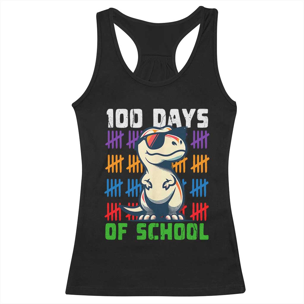 100 Days of School 100th Day Dino Racerback Tank Top TS10 Black Print Your Wear